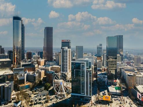 A drone view of Downtown Atlanta